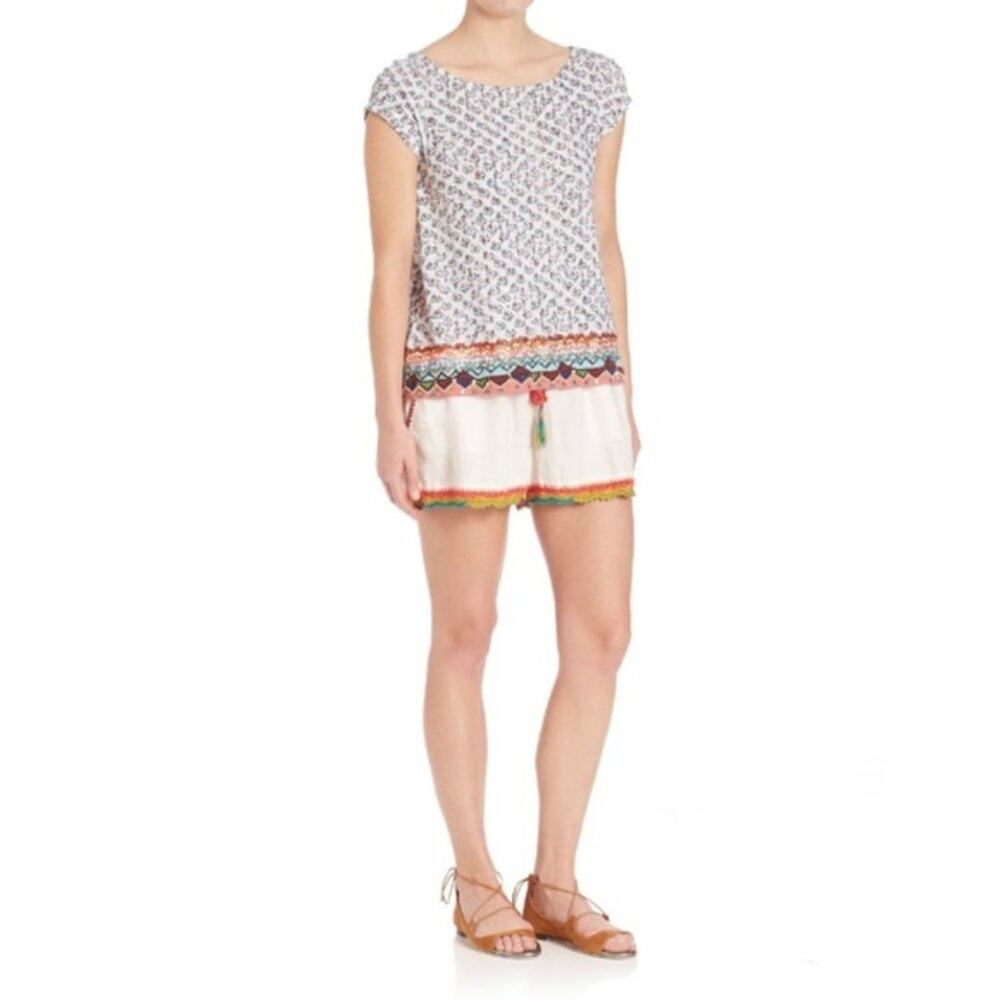 Calypso St. Barth Coconut Zahara Sequined Embroidered Shirt Size Extra Small XS